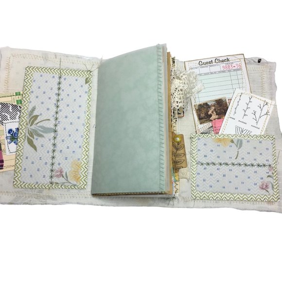 Writing Junk Journal Vintage Style Fabric Cover Diary Includes Ephemera No 15 u - Picture 9 of 10